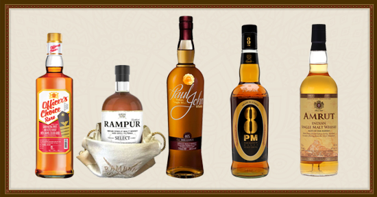Five of the best-known Indian whiskies